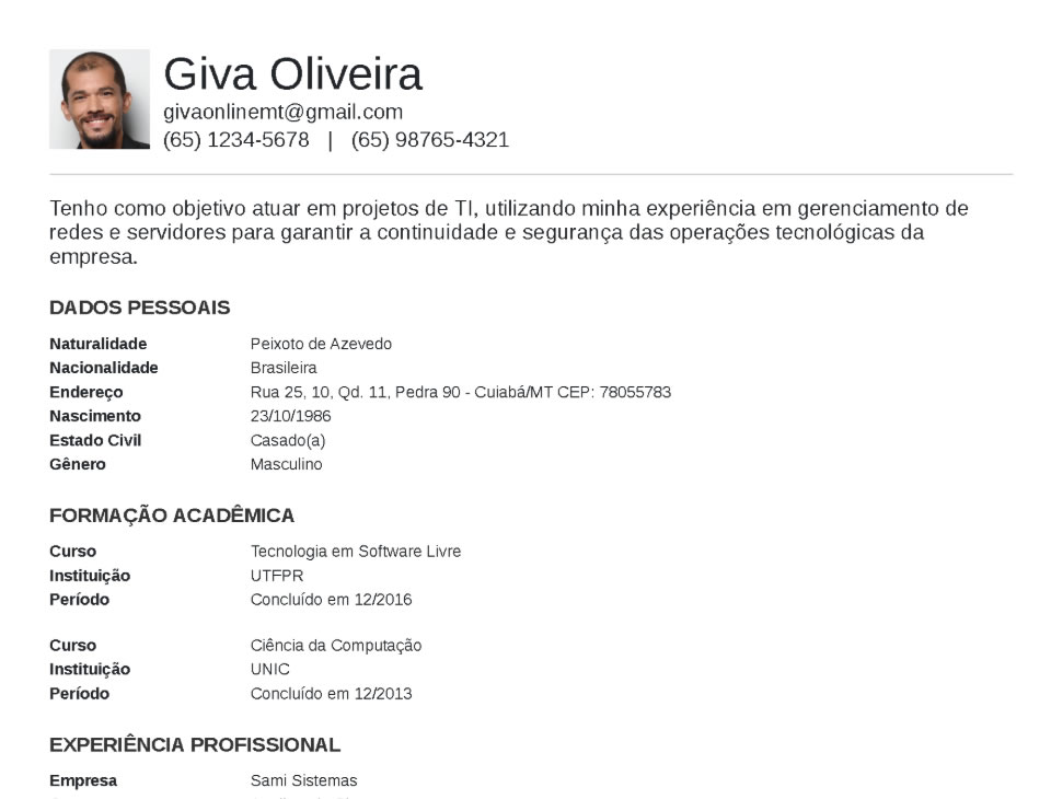 Para quem o currículo simples é indicado?